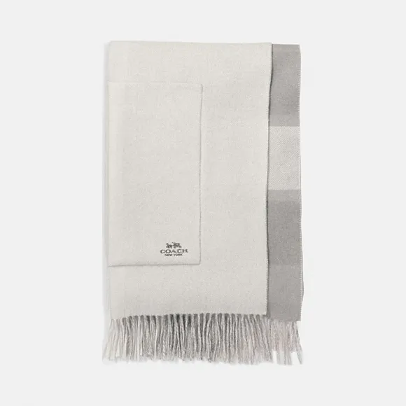 蔻驰/Coach 大尺寸双面格纹山羊绒围巾 18769_LTE