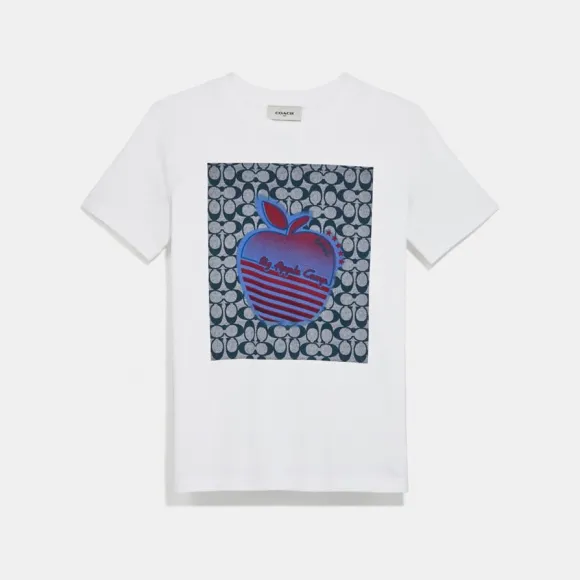 蔻驰/Coach 女士 苹果图案露营T恤 4231_WHT
