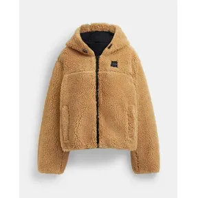 蔻驰/Coach 再生聚酯纤维同色系 Sherpa 拉链连帽衫 CV312-CAR