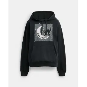 蔻驰/Coach 万圣节黑猫月亮签名方形连帽衫 CX168-BLK