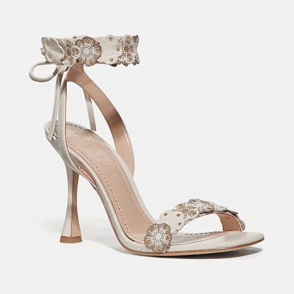 蔻驰/Coach 皮革Brodie茶玫瑰高跟凉鞋 G3649 CAH