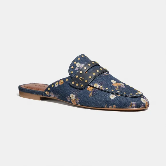 蔻驰/Coach 丹宁布涂漆花结Faye乐福鞋 G3722 DEN