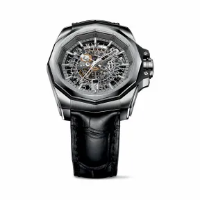 昆仑/Corum 44毫米罗马刻字亿万富豪腕表 系列 18kt白金，双层防反射蓝宝石水晶，蓝宝石底盖154 VVS / G /长方形切割钻石，8.68克拉44长方形切割黑色钻石，1.25克拉 手动机械机芯 A082-02336–082.401.04-0F01FH10