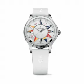 昆仑/Corum 金桥长方形腕表 系列 18kt白金，双层防反射蓝宝石水晶，蓝宝石底盖，背面镶有长方形宝石切割的69颗红宝石，约3.80克拉，约118颗圆形红宝石，约1.40克拉 手动机械机芯 A082-03183–082.200.20-0379BL12