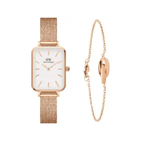 丹尼尔·惠灵顿/Daniel Wellington Quadro Pressed Melrose + ELAN Unity Bracelet 日本石英机芯 套装 DW00501253