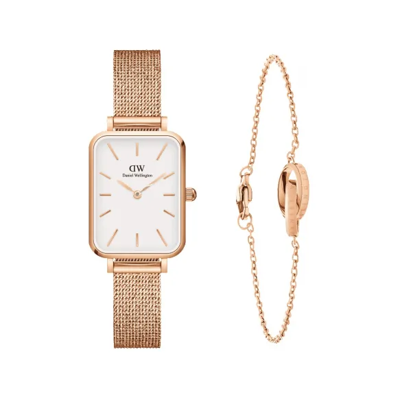 丹尼尔·惠灵顿/Daniel Wellington Quadro Pressed Melrose + ELAN Unity Bracelet 日本石英机芯 套装 DW00501253