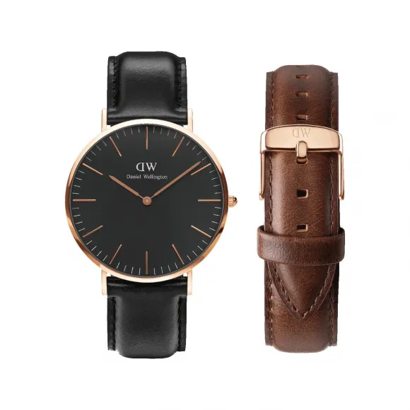 丹尼尔·惠灵顿/Daniel Wellington Classic Sheffield + Bristol Strap 日本石英机芯 套装 DW00501489