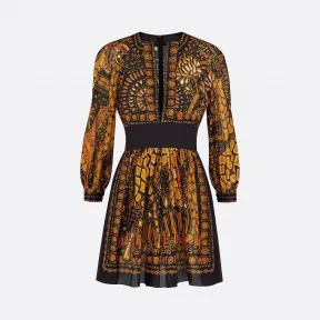 迪奥/Dior 黄色和棕色棉质 Dior Animals 长颈鹿图案礼服 011R38A3980-X2847