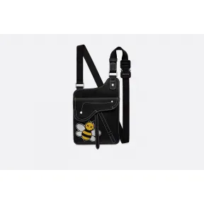 迪奥/Dior Saddle DIOR x KAWS黑色小牛皮肩背包  1ADPO091YGW H03E