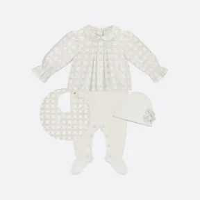 迪奥/Dior 新生儿礼品套装 象牙色和金色府绸和棉质双面布藤格纹 2WBP33KDOD_Y74A