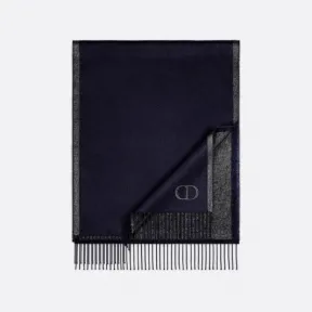 迪奥/Dior 双面围巾 海军蓝色和灰色桑蚕丝面料CD Icon标志 93E0015DH001_C578_TU