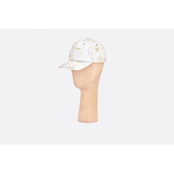 迪奥/Dior 象牙色华达呢和印花珠罗纱鸭舌帽  9EBM11HATB Y901