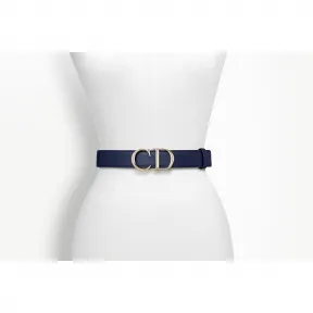 迪奥/Dior  dior signature 黑色小公牛皮和蓝宝石色小牛皮皮带 B0031OTVA M928