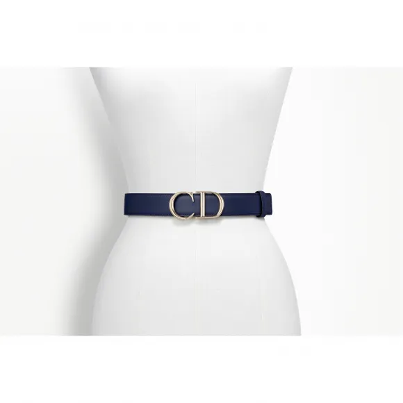 迪奥/Dior  dior signature 黑色小公牛皮和蓝宝石色小牛皮皮带 B0031OTVA M928