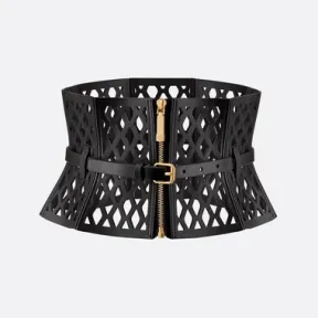 迪奥/Dior D-Trap 腰封 16 厘米黑色光滑牛皮革 B0323UBDI_M900_S