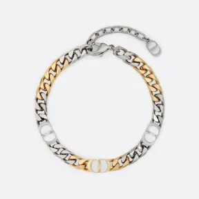 迪奥/Dior CD Icon 链环手链 金色和银色饰面黄铜 B1721HOMMT_D012_TU
