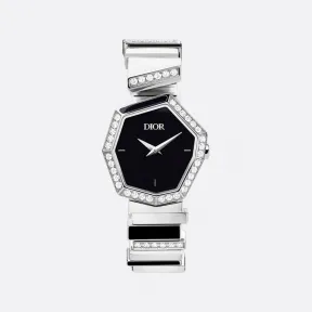 迪奥/Dior GEM DIOR 腕表 直径 27 MM，钢、钻石和黑色珍珠母贝 CD18111X1058