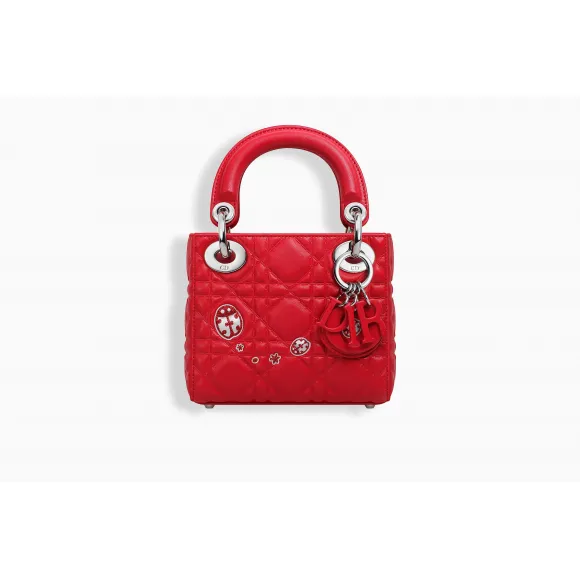 迪奥/Dior  Lady Dior 红色小羊皮nano手提包 M0514PGCG M927