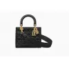 迪奥/Dior Lady Dior黑色压印光滑小牛皮柔软手提包 M0585CBCU M900