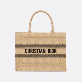 迪奥/Dior 中号 Book Tote 手袋 自然色酒椰草藤格纹 (36 x 27.5 x 16.5 cm) M1296ZSQD_M925_TU