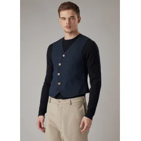 乔治阿玛尼/Giorgio Armani 圆形纽扣门襟成衣水洗篮纹亚麻马甲 41875115fp