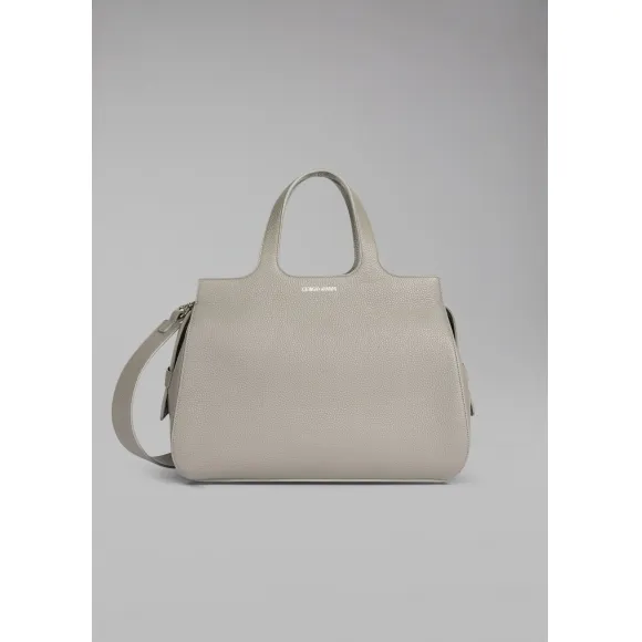 乔治阿玛尼/Giorgio Armani 可脱卸肩带设计粒面皮革手提包 45416460kv