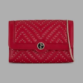 乔治阿玛尼/Giorgio Armani 中国春节系列人字形铆钉装饰纳帕皮单肩包 45445716tw