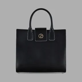 乔治阿玛尼/Giorgio Armani 珐琅徽标皮革手袋 45449477tc