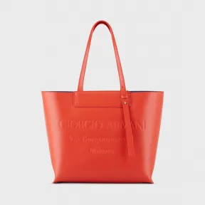 乔治阿玛尼/Giorgio Armani 同系配色压印徽标皮革购物包 45469610ms