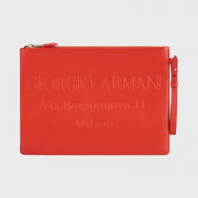 乔治阿玛尼/Giorgio Armani 蚀刻徽标皮革小型手提袋 46651869mq