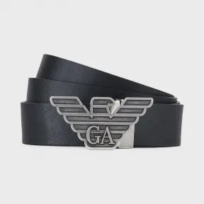 安普里奥·阿玛尼/Emporio Armani 可更换带扣十字纹印花皮革双面皮带礼盒 46629123he