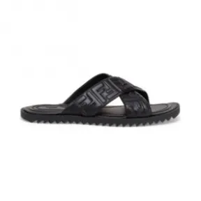 芬迪/Fendi 黑色皮质拖鞋 7X1222AADSF0QA1