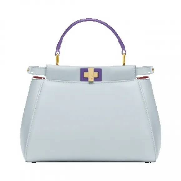 芬迪/Fendi 粉蓝色MINI PEEKABOO软羊革手提包 8BN244 68H F02T6