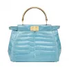 芬迪/Fendi 女士浅绿松石色Mini Peekaboo手袋鳄鱼皮包袋 8BN244 SGU F09KO