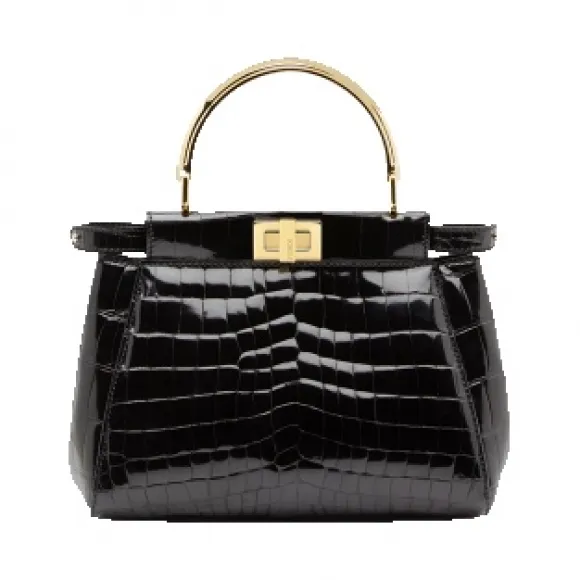 芬迪/Fendi 女士黑色MINI PEEKABOO鳄鱼皮包袋 8BN244 SGU F0KUR