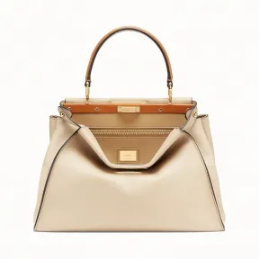 芬迪/Fendi PEEKABOO REGULAR_米色皮革手袋 8BN290 A8H EF17P7