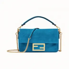 芬迪/Fendi 迷你BAGUETTE_蓝色仿麂皮手袋 8BS017 A7S DF1840