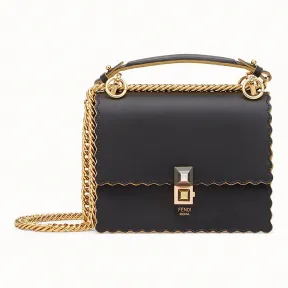 芬迪/Fendi KAN I SMALL_黑色皮质迷你手袋 8M0381 A18 QF0KUR