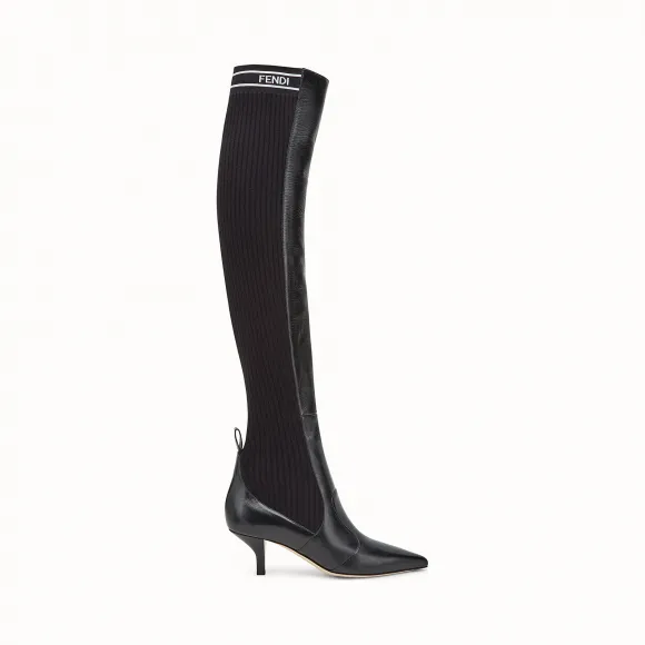 芬迪/Fendi 靴子_黑色皮质长筒靴 8W6802 A1G EF07LV
