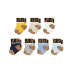 芬迪/Fendi 袜子套装 - 拼色棉质婴儿袜子套装 BMN021ACPFF0ZA0