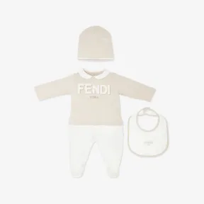 芬迪/Fendi 米色平纹布Fendi Roma套装-婴儿套装 BUK0968RAF19J5 8056582445045