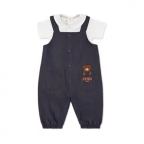 芬迪/Fendi 海军蓝青年布和针织婴儿套装-婴儿套装-FENDI芬迪中国官网 BUL062AEY4F0GCT-8056867829232