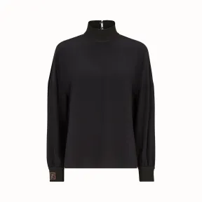 芬迪/Fendi 女士 黑色双绉广东绉纱上衣 FS7099O2RF0GME