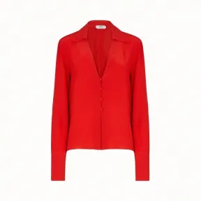 芬迪/Fendi 红色中式绉绸上衣 FS7246O2RF18W2