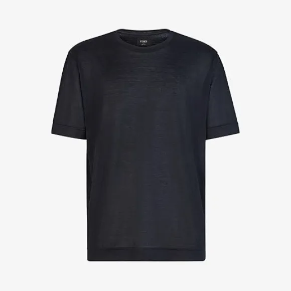 芬迪/Fendi 黑色桑蚕丝T恤 FY0936ABQSF0QA1