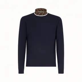 芬迪/Fendi 高翻领毛衣_蓝色羊毛毛衣 FZZ411 A4G CF0PG9