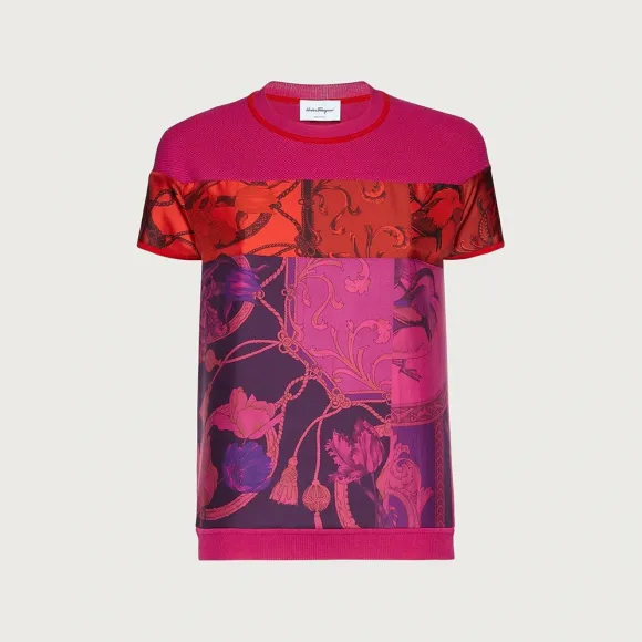 菲拉格慕/Salvatore Ferragamo 丝绸和羊毛 T 恤 - 新 110937-751307