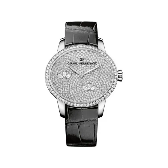 芝柏/Girard-Perregaux 猫眼系列 35.44*30.44毫米 18k白金 自动上链机械机芯 女表 80489D53A1B1-CK6A