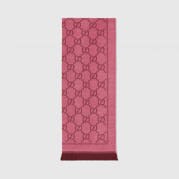 古驰/Gucci GG 提花图案针织羊毛围巾 133483-3G200-5573