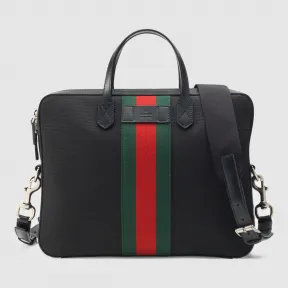 古驰/Gucci 窄版帆布公文包，配以织带 387102 KWT7N 1060